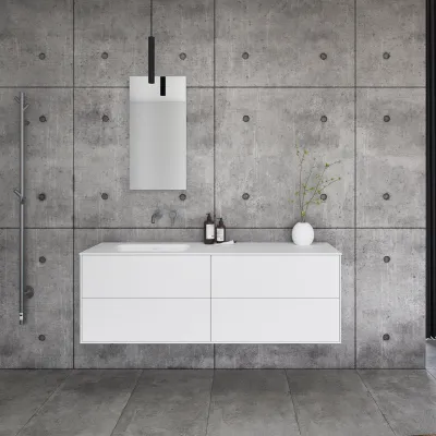 Pulcher Mood 160L Soft - Baderomsmøbel 160x46 cm, matt hvit med SolidTec® vask