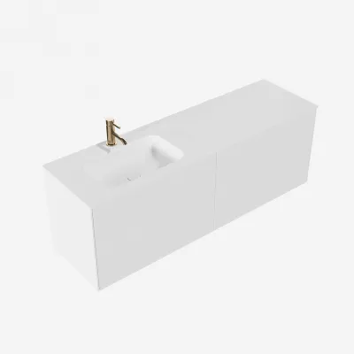 Pulcher Mood 160L Soft - Baderomsmøbel 160x46 cm, matt hvit med SolidTec® vask