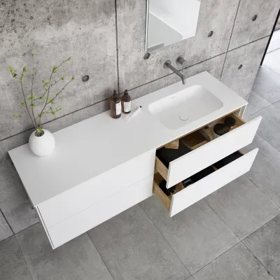 Pulcher Mood 160R Soft - Baderomsmøbel 160x46 cm, matt hvit med SolidTec® vask