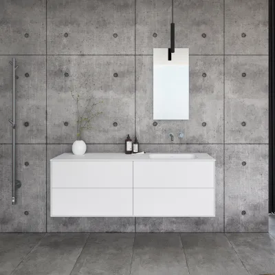 Pulcher Mood 160R Soft - Baderomsmøbel 160x46 cm, matt hvit med SolidTec® vask