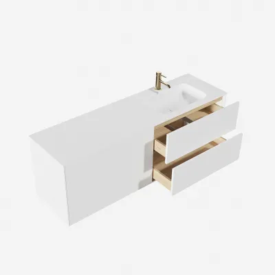 Pulcher Mood 160R Soft - Baderomsmøbel 160x46 cm, matt hvit med SolidTec® vask
