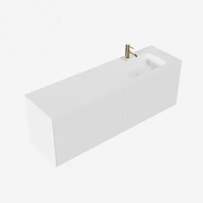Pulcher Mood 160R Soft - Baderomsmøbel 160x46 cm, matt hvit med SolidTec® vask
