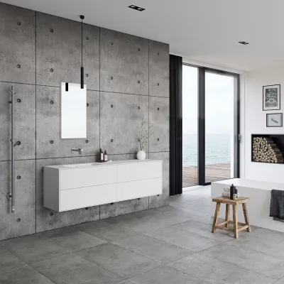 Pulcher Mood 180L Soft - Baderomsmøbel 180x46 cm, Mathvid m/ SolidTec® vask