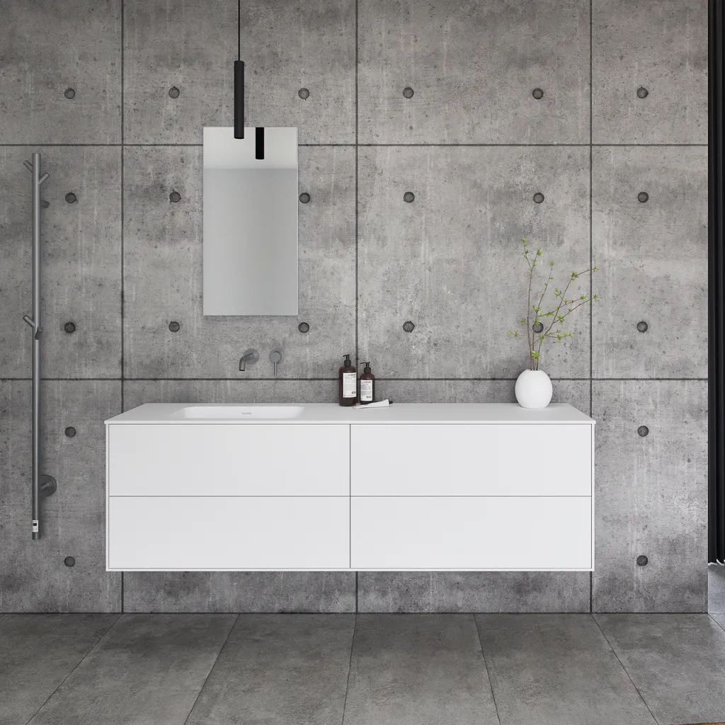Pulcher Mood 180L Soft - Baderomsmøbel 180x46 cm, matt hvit med SolidTec® vask