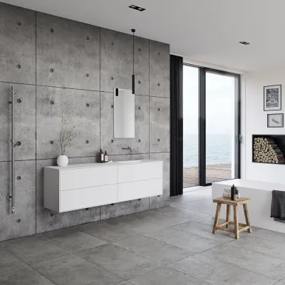 Pulcher Mood 180R Soft - Baderomsmøbel 180x46 cm, matt hvit med SolidTec® vask