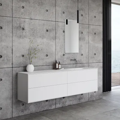 Pulcher Mood 180R Soft - Baderomsmøbel 180x46 cm, matt hvit med SolidTec® vask