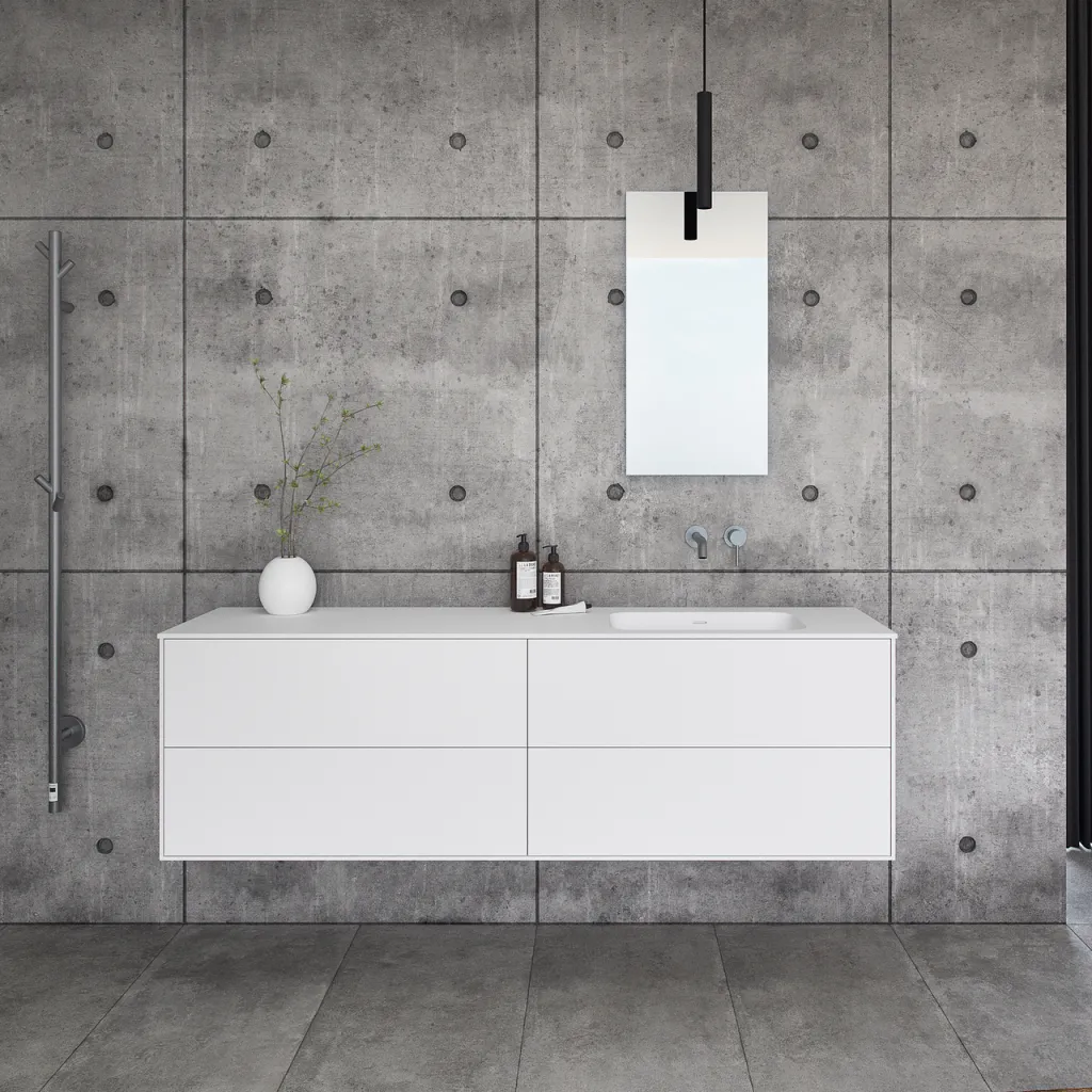 Pulcher Mood 180R Soft - Baderomsmøbel 180x46 cm, matt hvit med SolidTec® vask