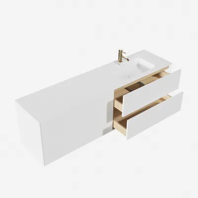 Pulcher Mood 180R Soft - Baderomsmøbel 180x46 cm, matt hvit med SolidTec® vask
