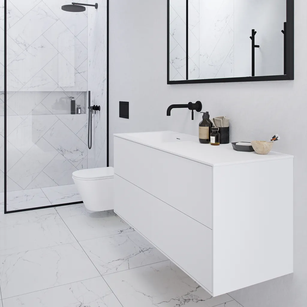 Pulcher Mood 120L Soho - Baderomsmøbel 120x46 cm, Mathvid m/ SolidTec® vask