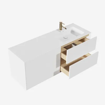 Pulcher Mood 140R Soho - Baderomsmøbel 140x46 cm, matt hvit med SolidTec® vask