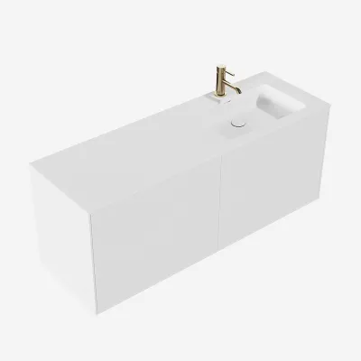 Pulcher Mood 140R Soho - Baderomsmøbel 140x46 cm, matt hvit med SolidTec® vask