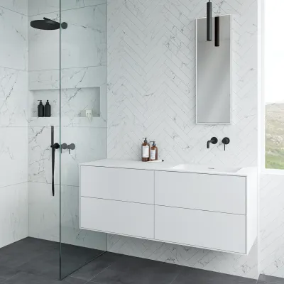 Pulcher Mood 140R Soho - Baderomsmøbel 140x46 cm, matt hvit med SolidTec® vask