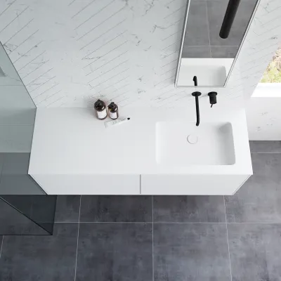 Pulcher Mood 140R Soho - Baderomsmøbel 140x46 cm, matt hvit med SolidTec® vask