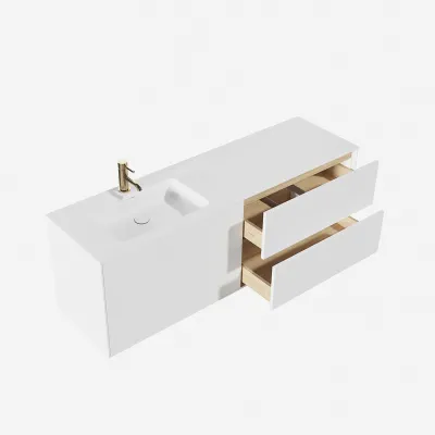 Pulcher Mood 160L Soho - Baderomsmøbel 160x46 cm, matt hvit med SolidTec® vask