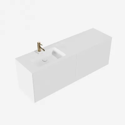 Pulcher Mood 160L Soho - Baderomsmøbel 160x46 cm, matt hvit med SolidTec® vask