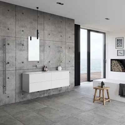 Pulcher Mood 160L Soho - Baderomsmøbel 160x46 cm, matt hvit med SolidTec® vask