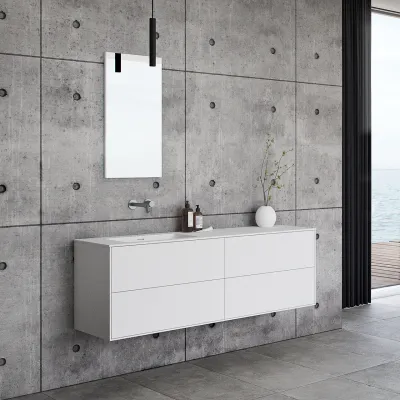 Pulcher Mood 160L Soho - Baderomsmøbel 160x46 cm, matt hvit med SolidTec® vask
