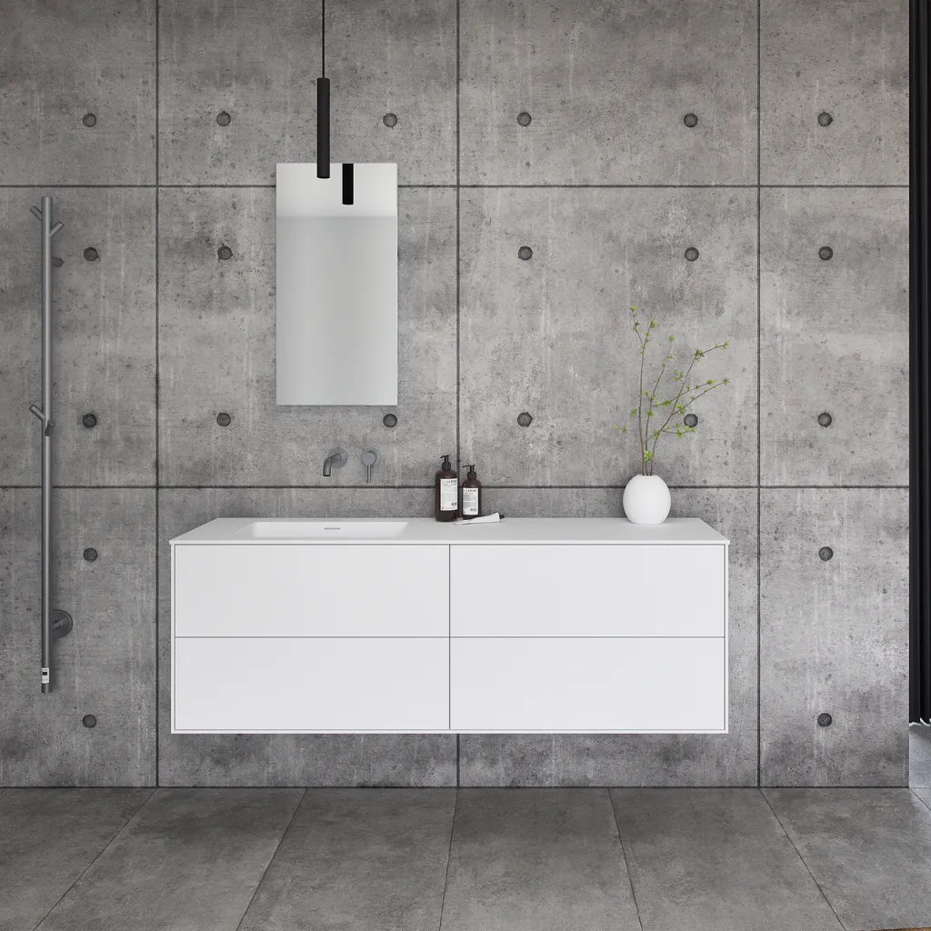 Pulcher Mood 160L Soho - Baderomsmøbel 160x46 cm, matt hvit med SolidTec® vask