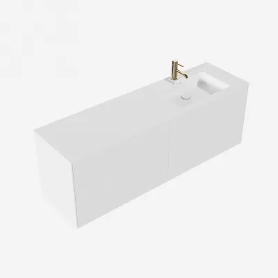Pulcher Mood 160R Soho - Baderomsmøbel 160x46 cm, matt hvit med SolidTec® vask