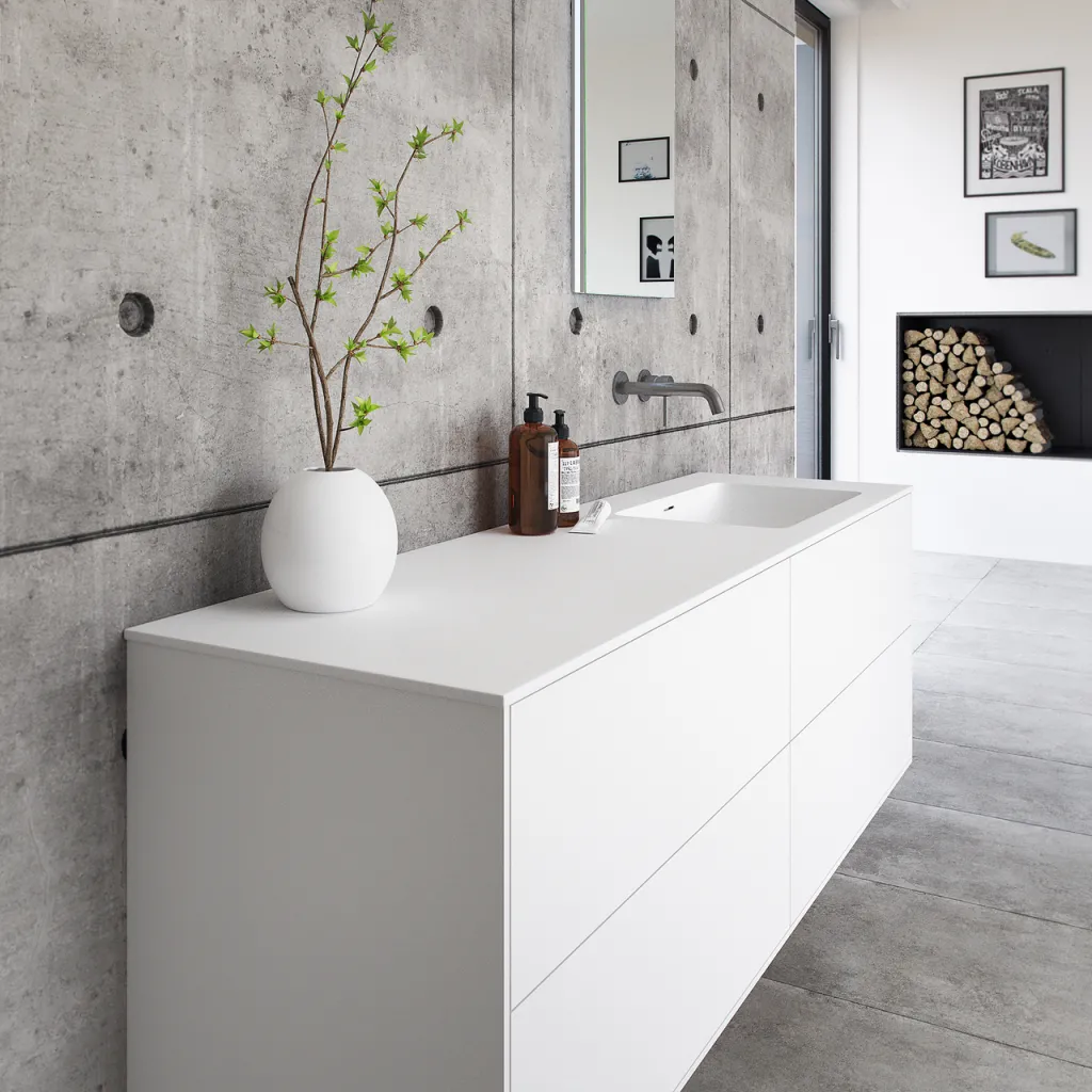 Pulcher Mood 160R Soho - Baderomsmøbel 160x46 cm, matt hvit med SolidTec® vask