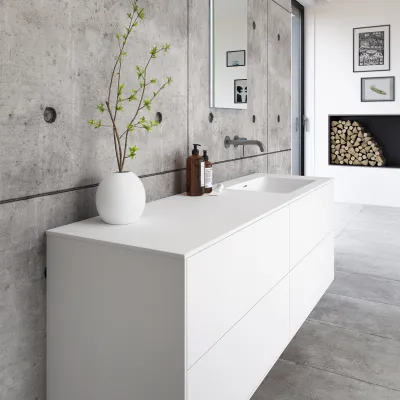 Pulcher Mood 160R Soho - Baderomsmøbel 160x46 cm, matt hvit med SolidTec® vask