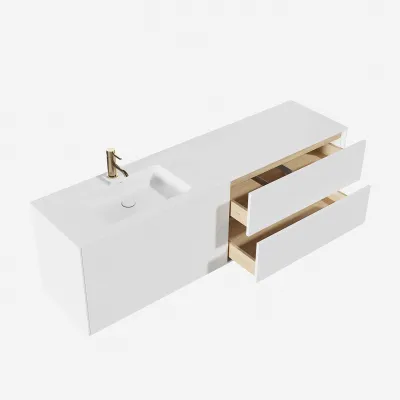 Pulcher Mood 180L Soho - Baderomsmøbel 180x46 cm, matt hvit med SolidTec® vask