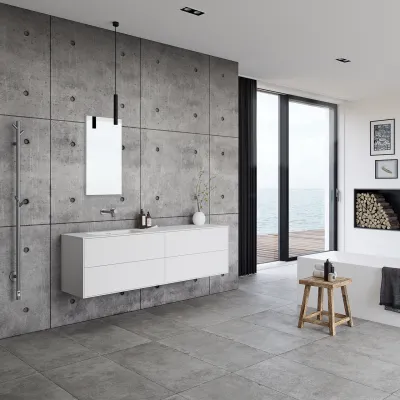 Pulcher Mood 180L Soho - Baderomsmøbel 180x46 cm, matt hvit med SolidTec® vask