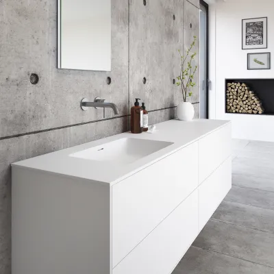 Pulcher Mood 180L Soho - Baderomsmøbel 180x46 cm, matt hvit med SolidTec® vask