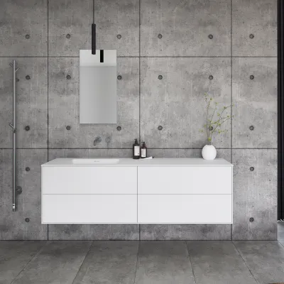 Pulcher Mood 180L Soho - Baderomsmøbel 180x46 cm, matt hvit med SolidTec® vask