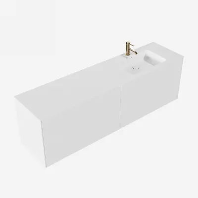 Pulcher Mood 180R Soho - Baderomsmøbel 180x46 cm, Mathvid m/ SolidTec® vask