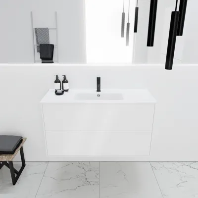 ArkiLife® Cobus ACC1036 CPH Square - Kompakt baderomsmøbel 101x36 cm m/porselensvask
