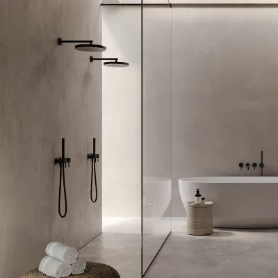 Semplice SBR801 S01 - Dusjsett, XL Rain DeLux Ø24 cm, Matt svart