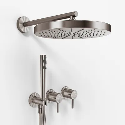 Semplice SBR801 S02 - XL Rain DeLux Ø28 cm, PVD Børstet Stål