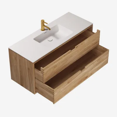 CPH Tapwork Soho 120 - Snekkermøbler i naturlig eik inkl. Matt hvit SolidTec-vask