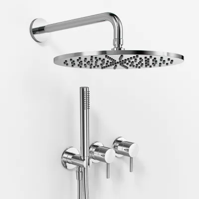 Semplice SBR801 S07 - Dusjsett, Rain DeLuxe Ø30 cm, Vegg, Krom 