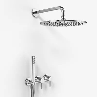 Semplice SBR801 S07 - Dusjsett, Rain DeLuxe Ø30 cm, Vegg, Krom 