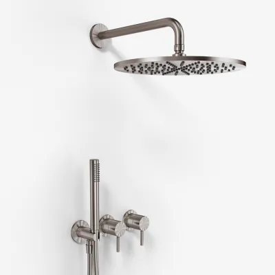 Semplice SBR801 S07 - Dusjsett Ø30 cm, Vegg, PVD børstet stål 