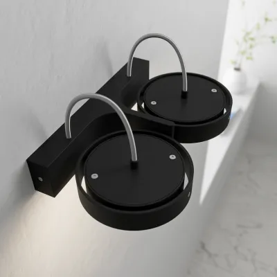Big A02 - - Dobbel. LED-vegglampe med vippefunksjon, matt svart