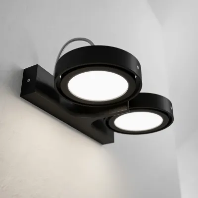 Big A02 - - Dobbel. LED-vegglampe med vippefunksjon, matt svart