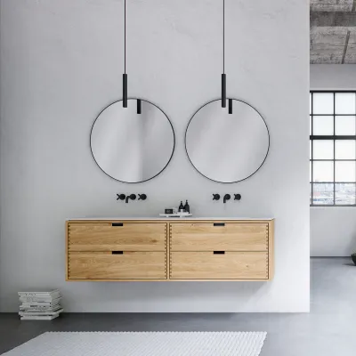 CPH Tapwork Soho 180D - Snekkermøbler i naturlig eik inkl. Matt hvit SolidTec-vask