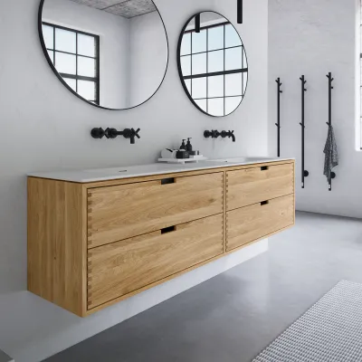 CPH Tapwork Soho 180D - Snekkermøbler i naturlig eik inkl. Matt hvit SolidTec-vask
