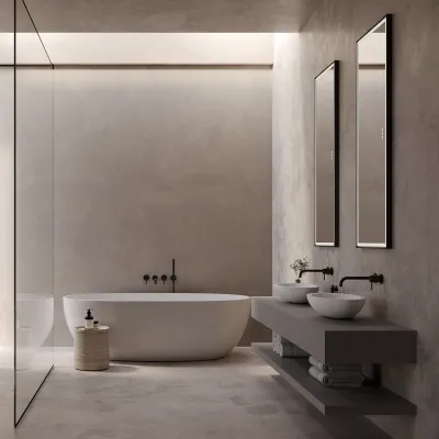 Pulcher® Soho Mirror PSM-1453 - 140x53,5 cm, speil med lys og lyskontroll, matt svart ramme
