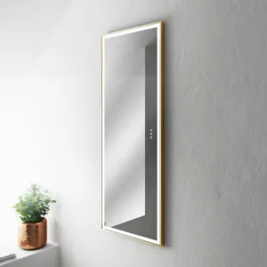 Pulcher Soho Mirror PSM-1453 - 140x53,5 cm. Speil m/lys- og lysstyring, ramme i Matt Messing