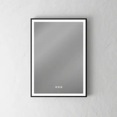 Pulcher Soho Mirror PSM-5070 - 50x70 cm., speil m/lys og lysstyring, matt sort ramme