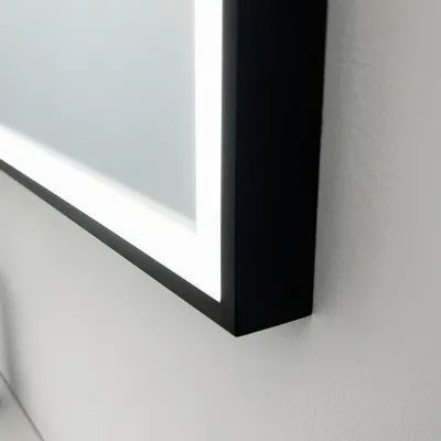 Pulcher Soho Mirror PSM-6080 - 60x80 cm, speil med lys og lyskontroll, matt svart ramme