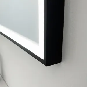 Pulcher Soho Mirror PSM-1080 - 100x80 cm, speil m/lys og lysstyring, Matt sort ramme