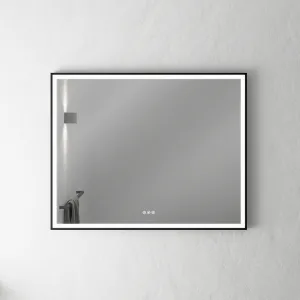Pulcher Soho Mirror PSM-1080 - 100x80 cm, speil m/lys og lysstyring, Matt sort ramme