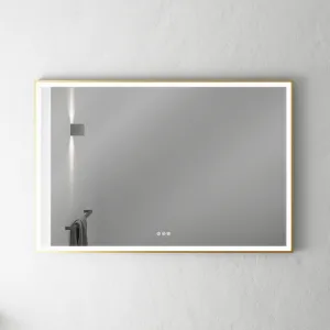 Pulcher Soho Mirror PSM-1280 - 120x80 cm. Speil m/lys- og lysstyring, ramme i Matt Messing