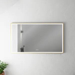Pulcher Soho Mirror PSM-1480 - 140x80 cm. Speil m/lys- og lysstyring, ramme i Matt Messing