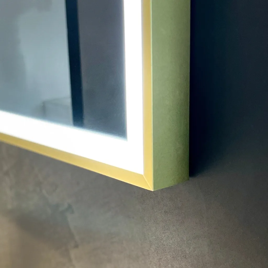 Pulcher Soho Mirror PSM-1880 - 180x80 cm. Speil m/lys og lysstyring, Matt messingfarget ramme
